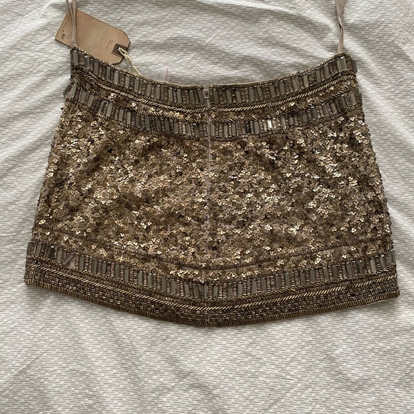 All Saints gold embellished rhinestone mini skirt - Picture 6 of 6